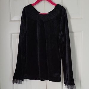 Pottery Barn Kids Girls Black Velvet Long Sleeve Top Tulle No Size Tag READ